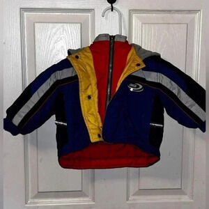Vintage OshKosh B'Gosh Retro Colorblock Baby Winter Coat 12M Bright Colored Warm